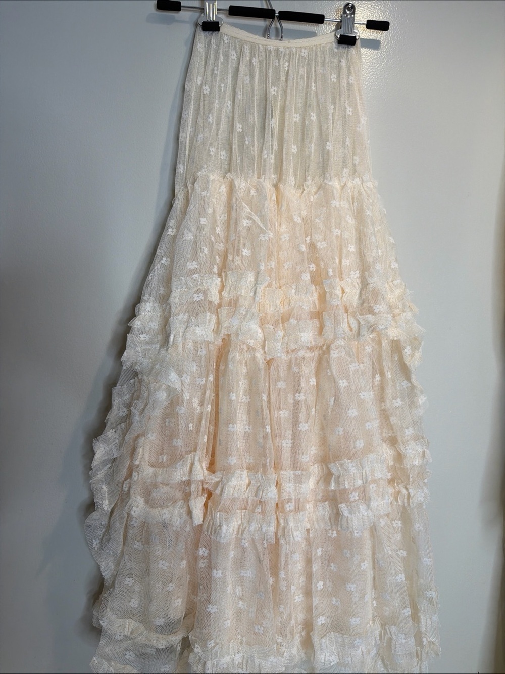 Free People Don't Let Me Go Half Slip Lace Tulle Ruffles Sheer Skirt XS - Picture 7 of 8